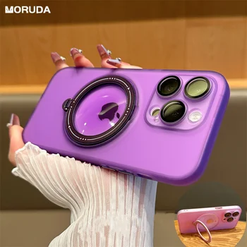 Прозрачный Матовый Магнитный Чехол-Подставка Magsafe Для iPhone 13 Pro 11 12 14 Pro Max 14 Plus, Защитная Пленка Для Стеклянной Камеры, Тонкая Крышка