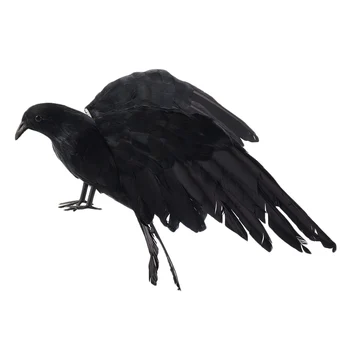 Реквизит для Хэллоуина, перья Вороны, птица, большая 25x40 см, расправляющая крылья, Черная Ворона, игрушечная модель, реквизит для представления игрушек