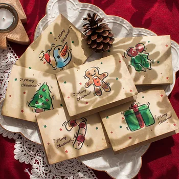 Ретро Поздравительные Рождественские открытки с конвертами и наклейками Набор праздничных открыток со Снеговиком для вечеринки, украшения подарков Семье и друзьям