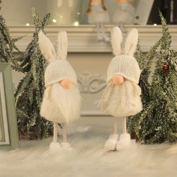 Рождественская Безликая кукла С Рождеством, украшение для дома Navidad, подарок на Новый 2023 год, плюшевая игрушка, Девочка-ангел, Заячьи ушки