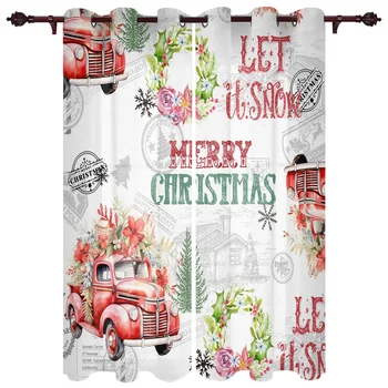 Рождественская Пуансеттия, винтажные шторы на окна грузовика с марками для гостиной, спальни, роскошные современные кухонные шторы, тканевые шторы