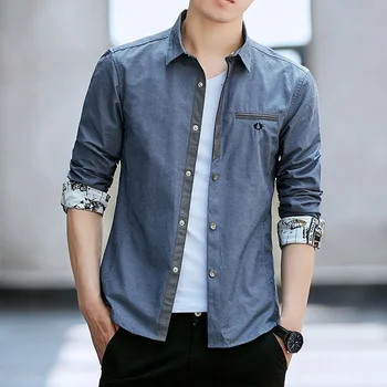 Рубашка с длинными рукавами, весенне-осенняя корейская трендовая повседневная плюшевая рубашка, мужское верхнее пальто, одежда ropa, рубашки для мужчин