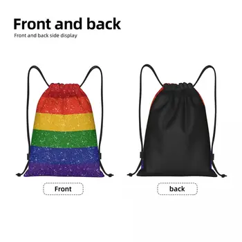 Рюкзак с искусственным блеском, радужный флаг гордости, спортивная сумка на шнурке для мужчин, женщин, ЛГБТ, геев, лесбиянок, сумка для покупок Рюкзак с искусственным блеском, радужный флаг гордости, спортивная сумка на шнурке для мужчин, женщин, ЛГБТ, геев, лесбиянок, сумка для покупок 1
