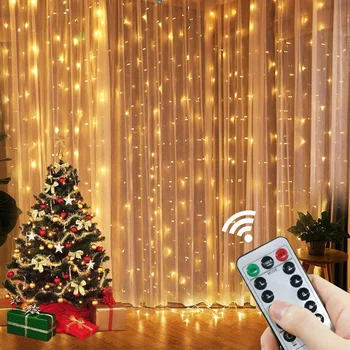 Светодиодная гирлянда для занавесок 3/4 / 6 м, USB-гирлянды, декор окна дома в комнате с пультом дистанционного управления, украшение для рождественских свадебных праздников 2024 года