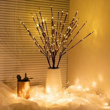 Светодиодная лампа в виде ветки ивы, 20 лампочек, садовый декор для вечеринки, Новогодний подарок на День рождения, Рождественские украшения для дома 2024