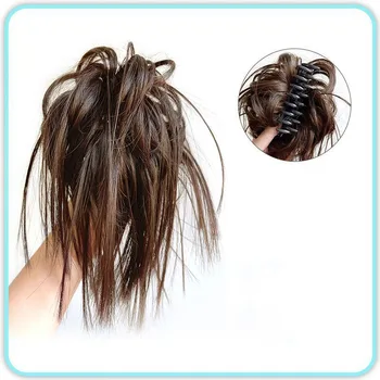 Синтетическая заколка для волос Грязные вьющиеся волосы парики для женщин Пучок Наращивание когтей Шиньон для женщин Накладные волосы
