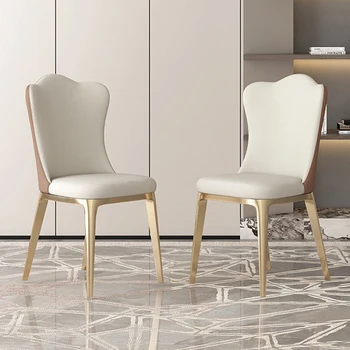 Скандинавские Белые Обеденные стулья Мобильная Золотая кожа Современная спальня Элегантные Напольные Стулья Мебель для гостиной Poltrona Luxuosa для мероприятий