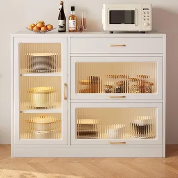 Современный минималистичный напольный шкаф для хранения в гостиной со стеклянной дверью встроенный кухонный шкаф для кастрюль, тарелок, посуды, буфета
