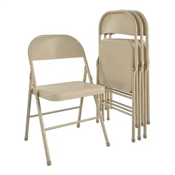 Стальной складной стул Mainstays (4 комплекта), бежевый Стальной складной стул Mainstays (4 комплекта), бежевый 0