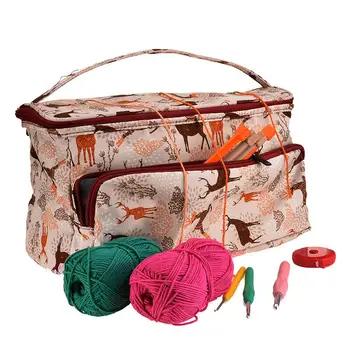 Сумка для вязания крючком ручной работы, сумка для хранения пряжи большой емкости, переносная сумка для вязания из шерсти и крючком своими руками