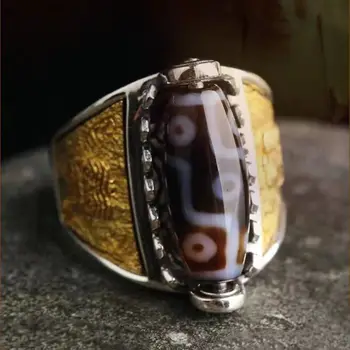Тибетское Девятиглазое кольцо с Небесным жемчугом Закирам для мужчин, Смелое Открытие, Ретро Украшения в этническом стиле