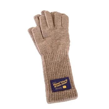 Удлиненные манжеты на запястьях Перчатки на весь палец Зимние вязаные теплые варежки для женщин и девочек