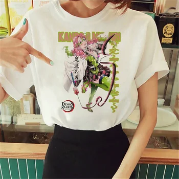 Футболка Demon Slayer Mitsuri женская летняя футболка с японским рисунком, женская дизайнерская уличная одежда с рисунком Футболка Demon Slayer Mitsuri женская летняя футболка с японским рисунком, женская дизайнерская уличная одежда с рисунком 1