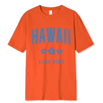 Футболки с буквенным принтом штата Гавайи Алоха, мужская летняя хлопчатобумажная мягкая повседневная одежда, свободная футболка в стиле хип-хоп, мужская футболка с рисунком Футболки с буквенным принтом штата Гавайи Алоха, мужская летняя хлопчатобумажная мягкая повседневная одежда, свободная футболка в стиле хип-хоп, мужская футболка с рисунком 3
