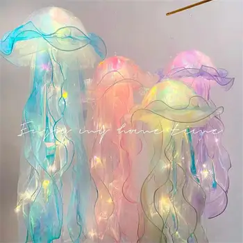 Цветная лампа в виде медузы, фонарь, русалка, партия медузы, световой фонарь, девушки счастливы под морской тематикой, декор для вечеринки по случаю дня рождения