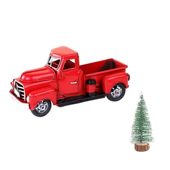 Цельнокроеный Рождественский подарок Ретро красный грузовик Рождественский орнамент пикап красный и зеленый