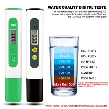 Цифровой тестер воды TDS Meter 0-9990ppm Анализатор качества питьевой воды Монитор фильтра Экспресс-тест Аквариум Гидропоника Бассейны