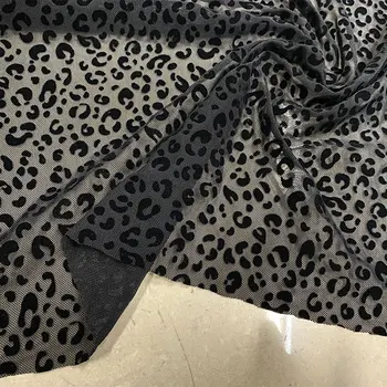 Черная леопардовая эластичная марля из тонкой сетки, мягкая майка, футболка, одежда для танцев, дизайнерский материал для пошива ткани Черная леопардовая эластичная марля из тонкой сетки, мягкая майка, футболка, одежда для танцев, дизайнерский материал для пошива ткани 2
