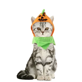 Шляпа для кошек с тыквой на Хэллоуин, костюм для вечеринки для домашних животных, головной убор с волшебной лентой, реквизит для косплея на Хэллоуин для кошек и собак