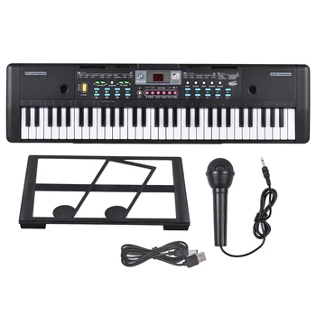 Электрическое пианино с 61 клавишей, электронный орган и микрофон, цифровая музыка, электронная клавиатура, пианино, встроенные двойные стереодинамики