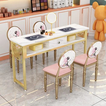 Японские маникюрные столики и набор стульев В Итальянском салоне красоты Профессиональный маникюрный стол для двойного макияжа ногтей Мебель для маникюрного стола