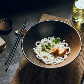 Японский креативный набор посуды, коммерческая керамическая миска в виде бамбуковой шляпы, бытовой большой рамен, рис, лапша, миска для супа Японский креативный набор посуды, коммерческая керамическая миска в виде бамбуковой шляпы, бытовой большой рамен, рис, лапша, миска для супа 3